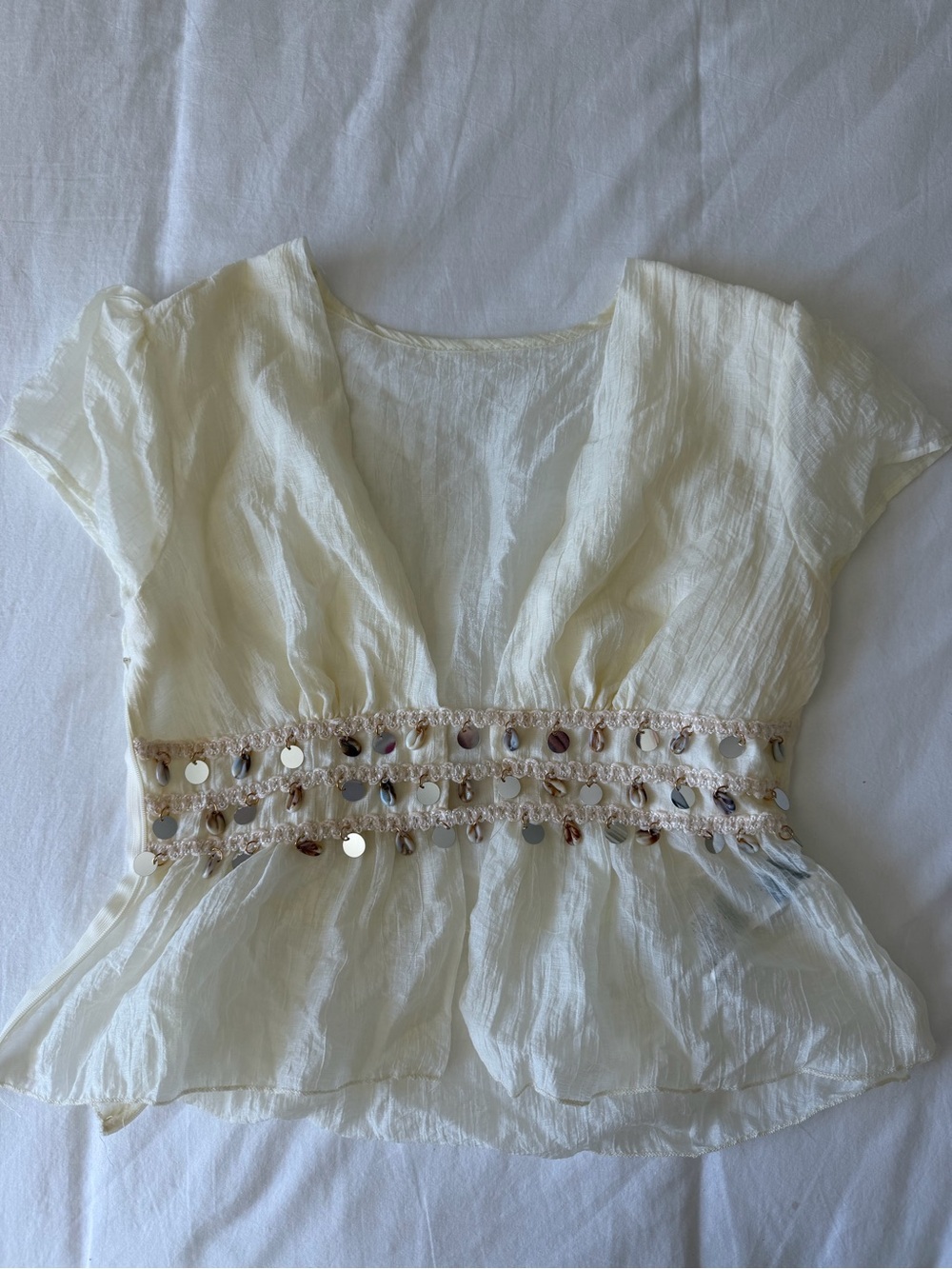 Women's Cream blouse with shell detailing